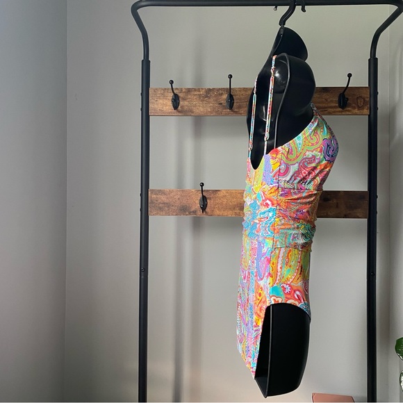 Bleu Rod Beattie Bohemian Paradise paisley High Neck Mio full coverage swimsuit - Picture 3 of 6